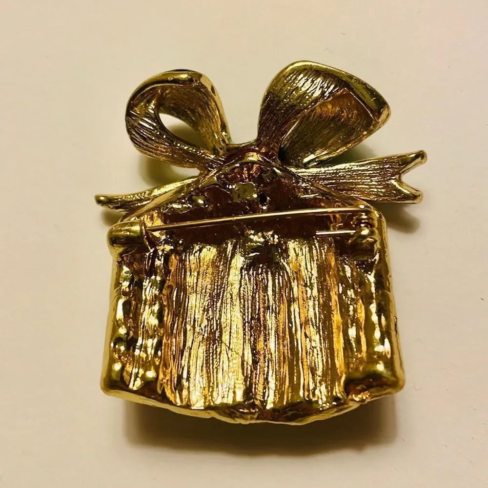 CHRISTMAS RHINESTONE GIFT BOX BROOCH‎